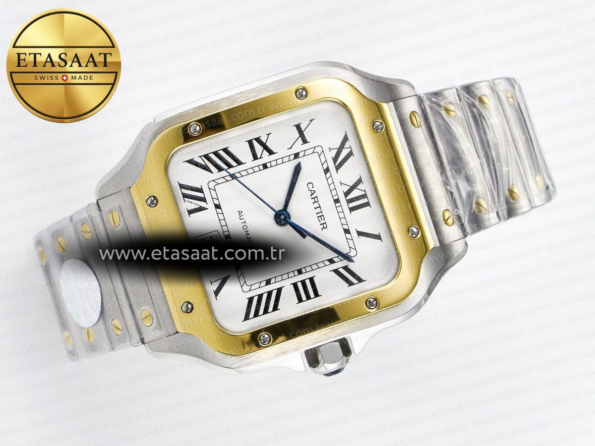 Santos de Cartier 40mm J12F 1:1 Best Edition YG Bezel White Dial on SS SmartLinks Bracelet MIYOTA 9015 - Görsel 8