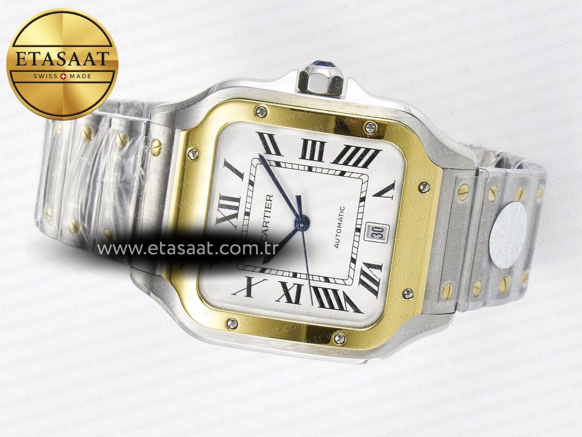 Santos de Cartier 40mm J12F 1:1 Best Edition YG Bezel White Dial on SS SmartLinks Bracelet MIYOTA 9015 - Görsel 9