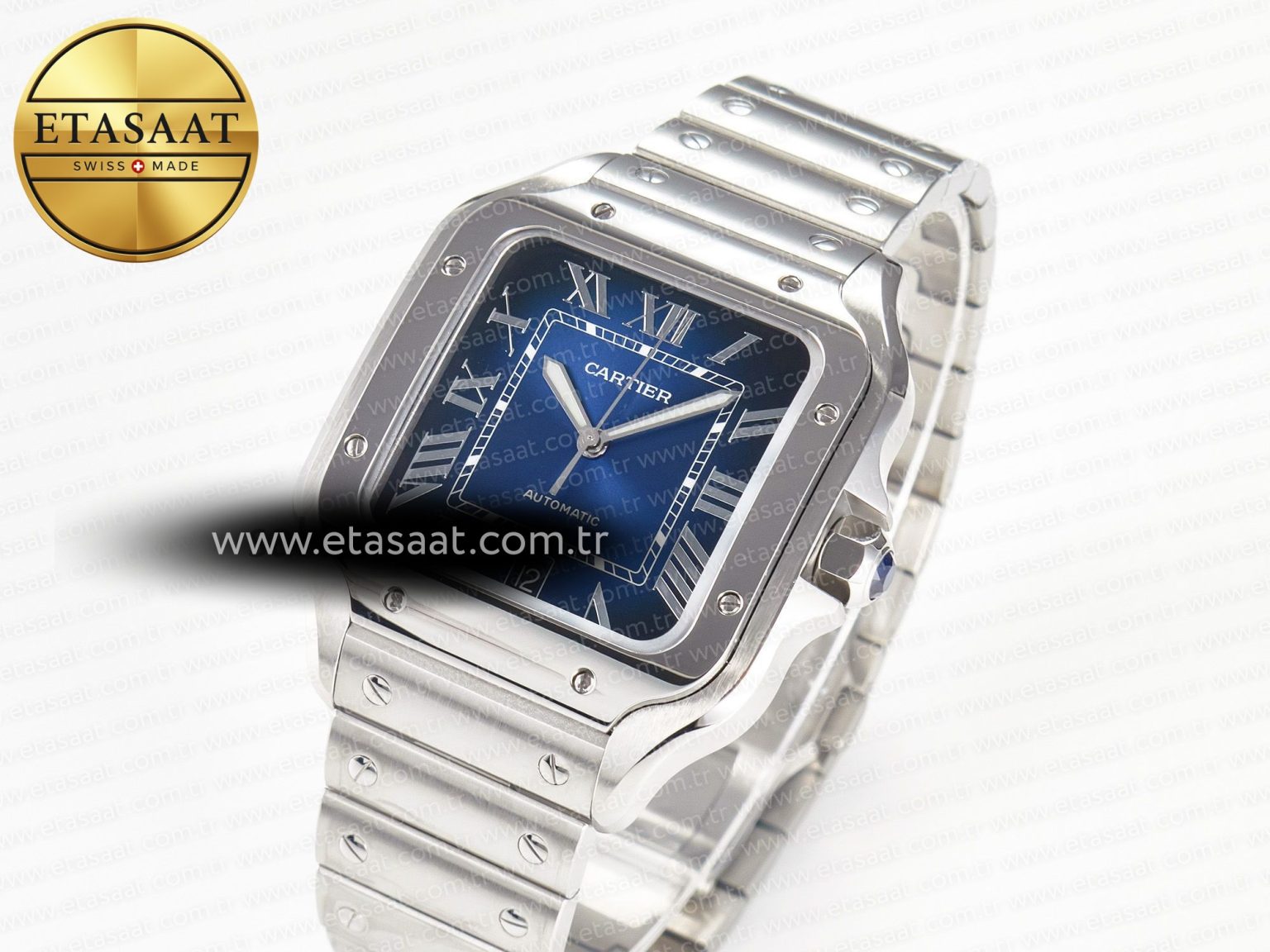 Santos de Cartier 40mm SS 2018 BVF 1:1 Best Edition Blue Dial on SS SmartLinks Bracelet MIYOTA 9015 V2 - Görsel 2