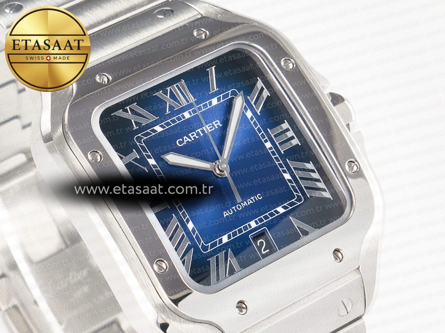 Santos de Cartier 40mm SS 2018 BVF 1:1 Best Edition Blue Dial on SS SmartLinks Bracelet MIYOTA 9015 V2 - Görsel 5