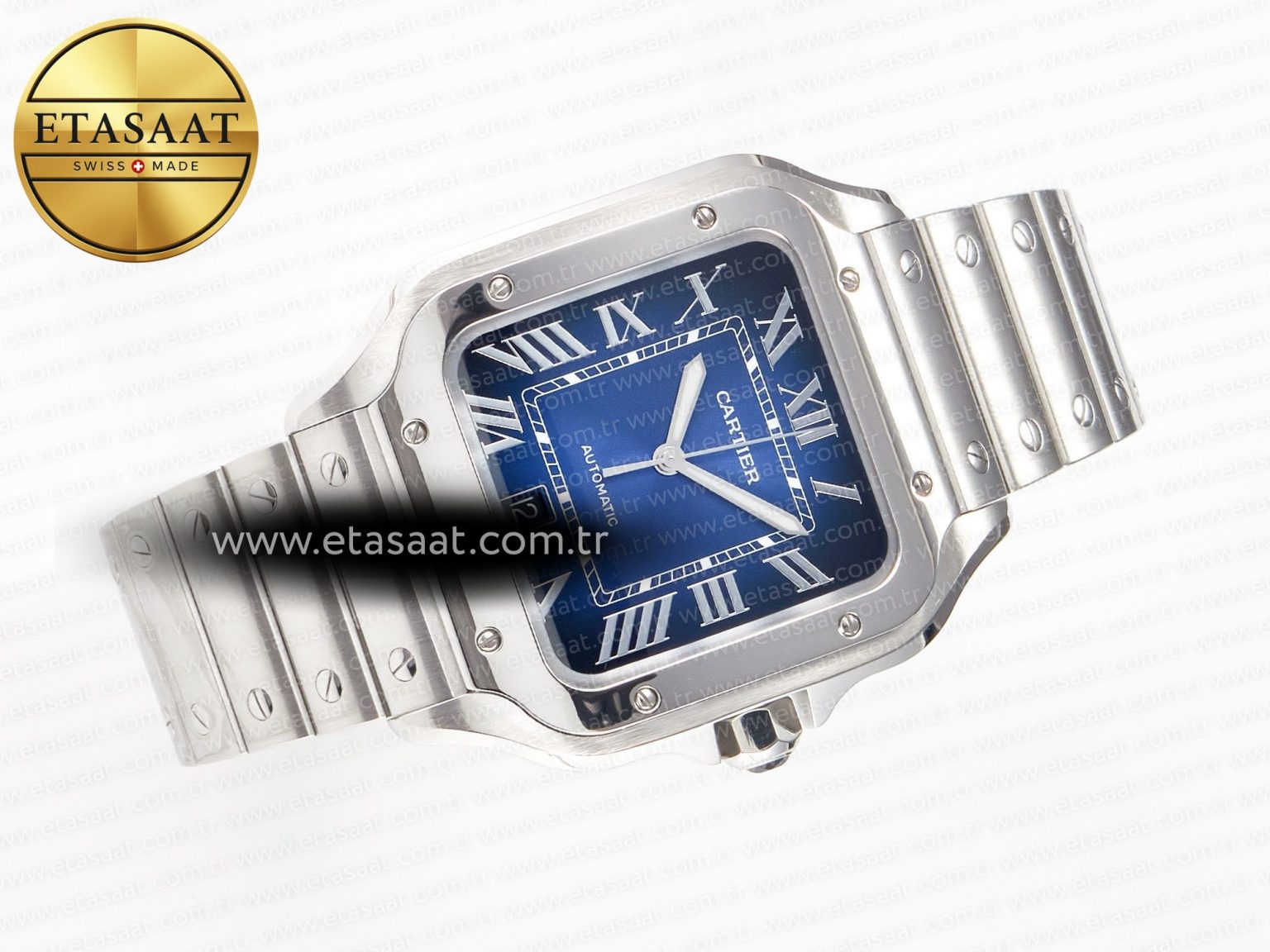 Santos de Cartier 40mm SS 2018 BVF 1:1 Best Edition Blue Dial on SS SmartLinks Bracelet MIYOTA 9015 V2 - Görsel 8