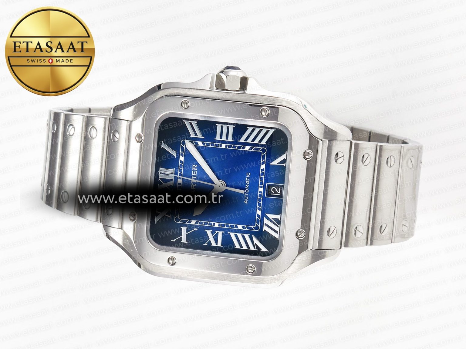 Santos de Cartier 40mm SS 2018 BVF 1:1 Best Edition Blue Dial on SS SmartLinks Bracelet MIYOTA 9015 V2 - Görsel 9