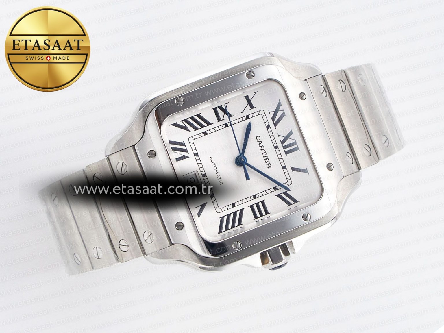 Santos de Cartier 40mm SS BVF 1:1 Best Edition White Dial on SS Bracelet MIYOTA 9015 - Görsel 5