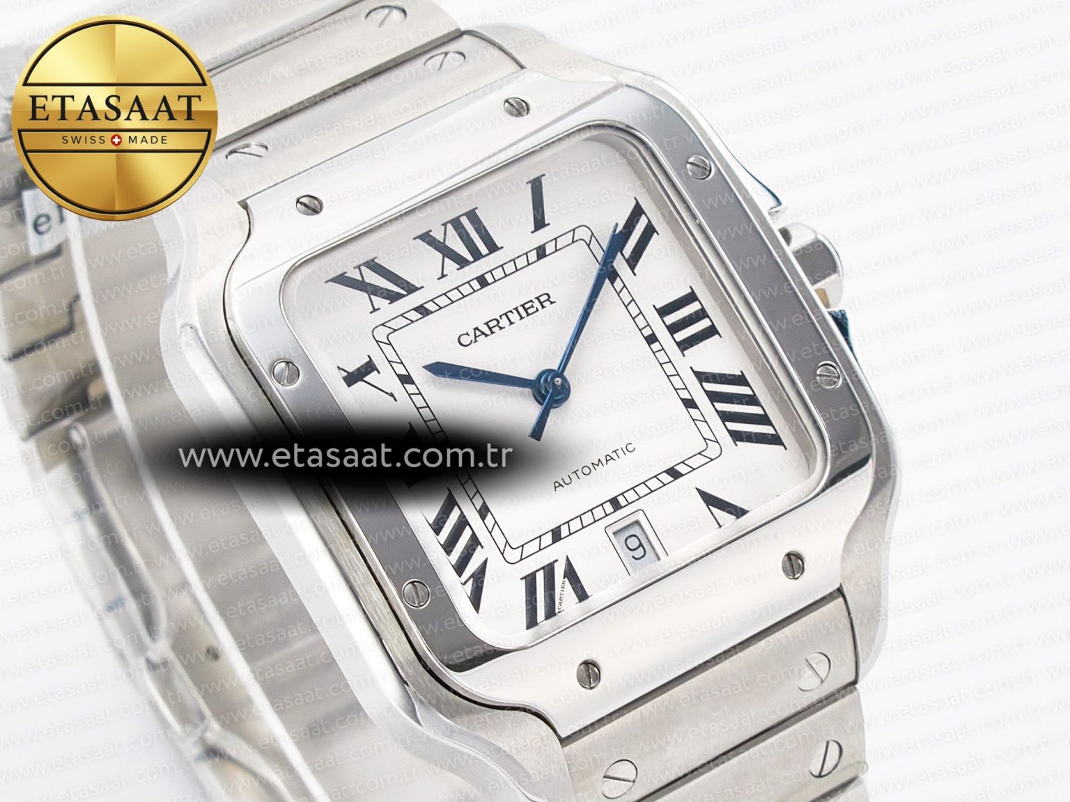 Santos de Cartier 40mm SS BVF 1:1 Best Edition White Dial on SS Bracelet MIYOTA 9015 - Görsel 7