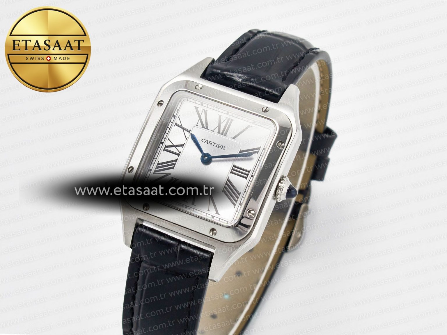 Santos Dumont 27.5mm IWSF Best Edition Silver Dial on Black Leather Strap Quartz - Görsel 1