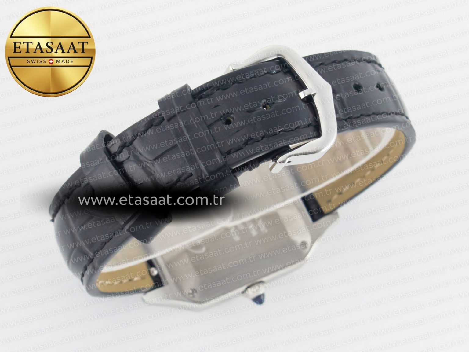 Santos Dumont 27.5mm IWSF Best Edition Silver Dial on Black Leather Strap Quartz - Görsel 14