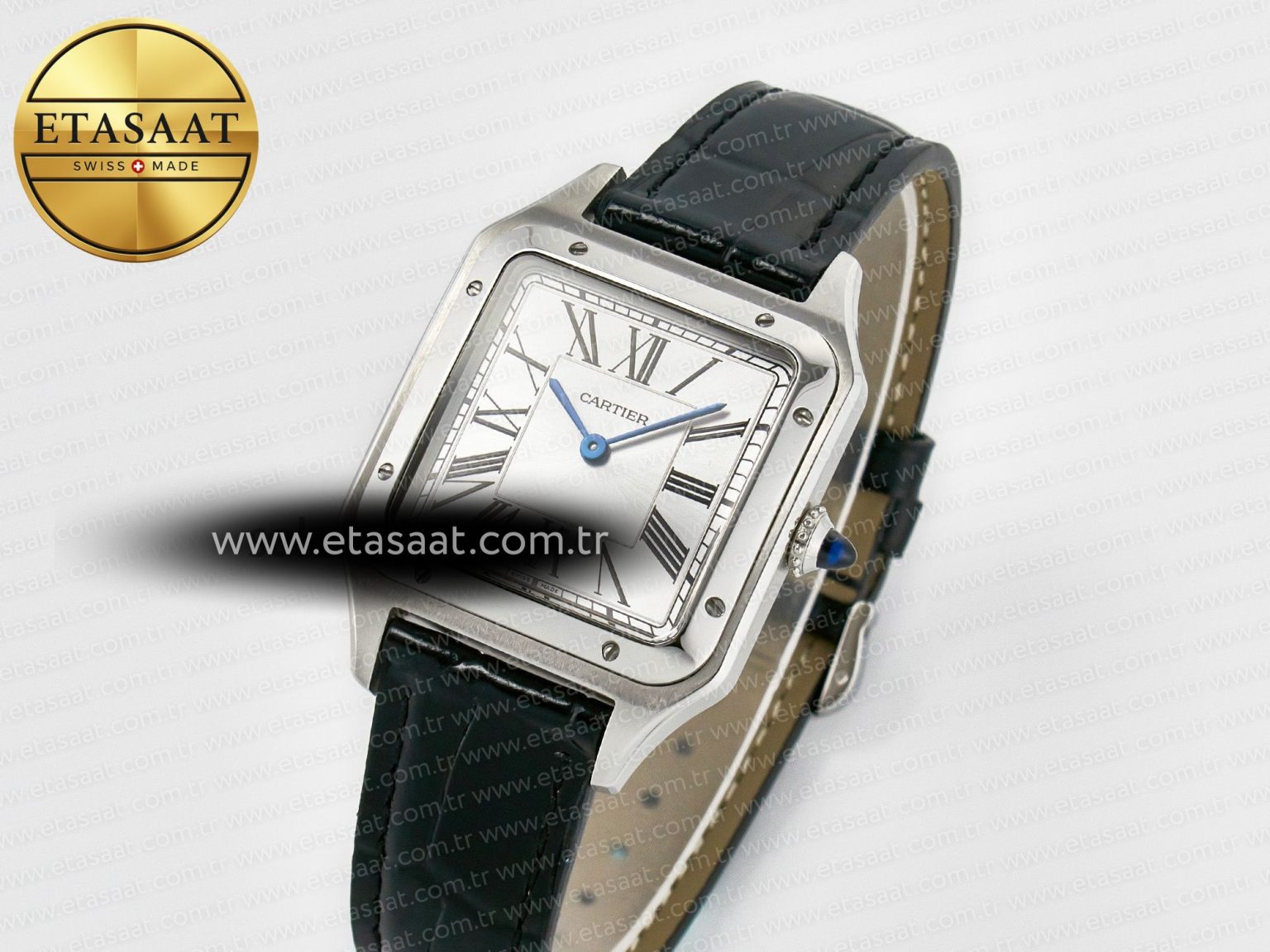 Santos Dumont 31.4mm IWSF Best Edition Silver Dial on Black Leather Strap Quartz - Görsel 1