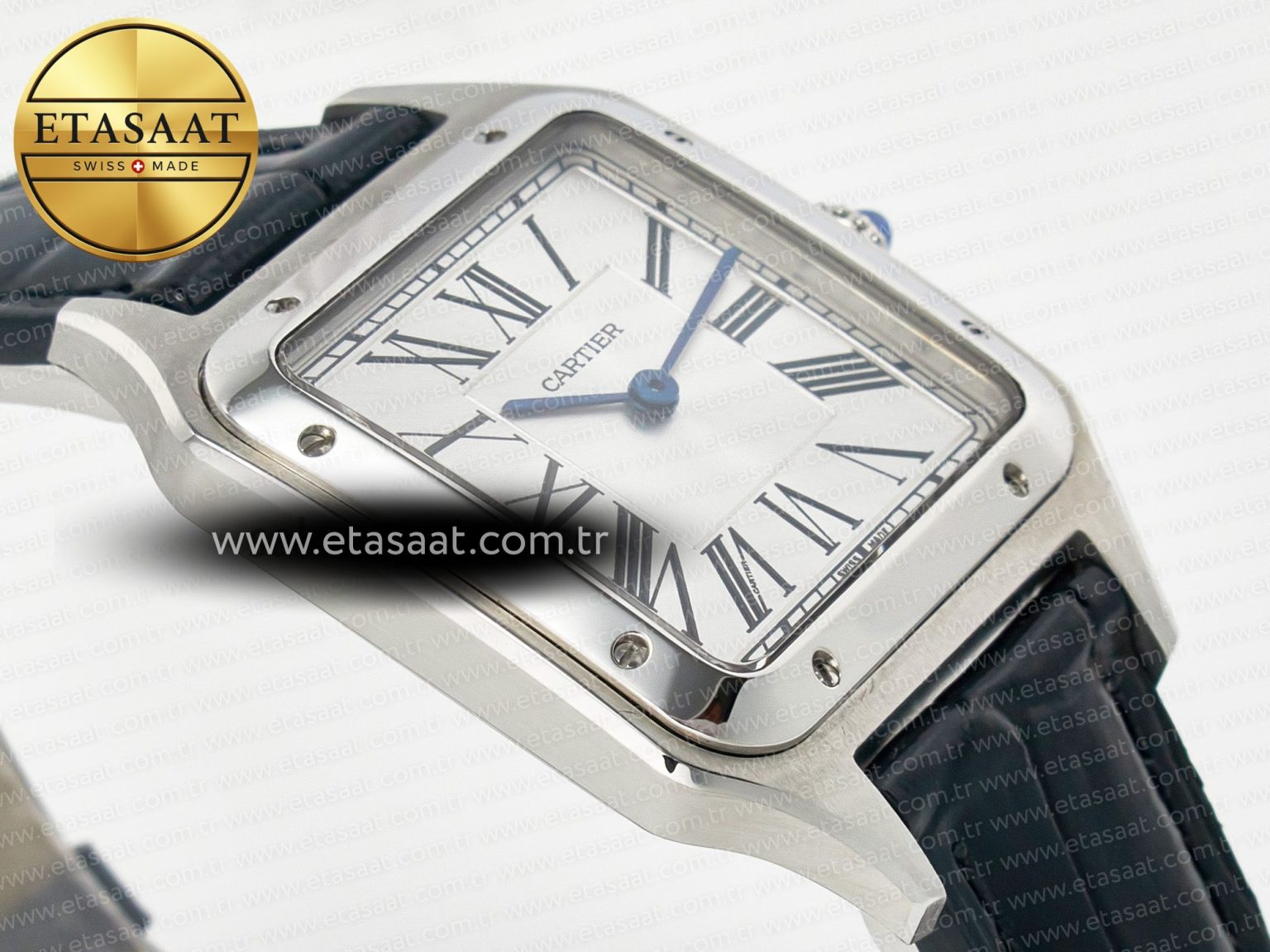 Santos Dumont 31.4mm IWSF Best Edition Silver Dial on Black Leather Strap Quartz - Görsel 7