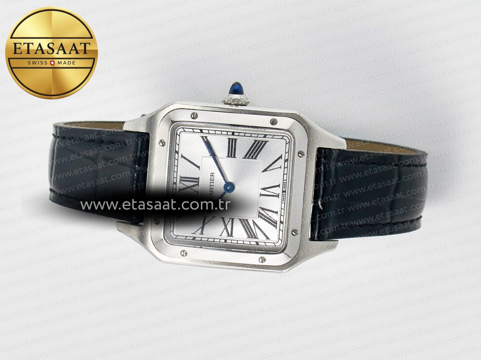Santos Dumont 31.4mm IWSF Best Edition Silver Dial on Black Leather Strap Quartz - Görsel 9