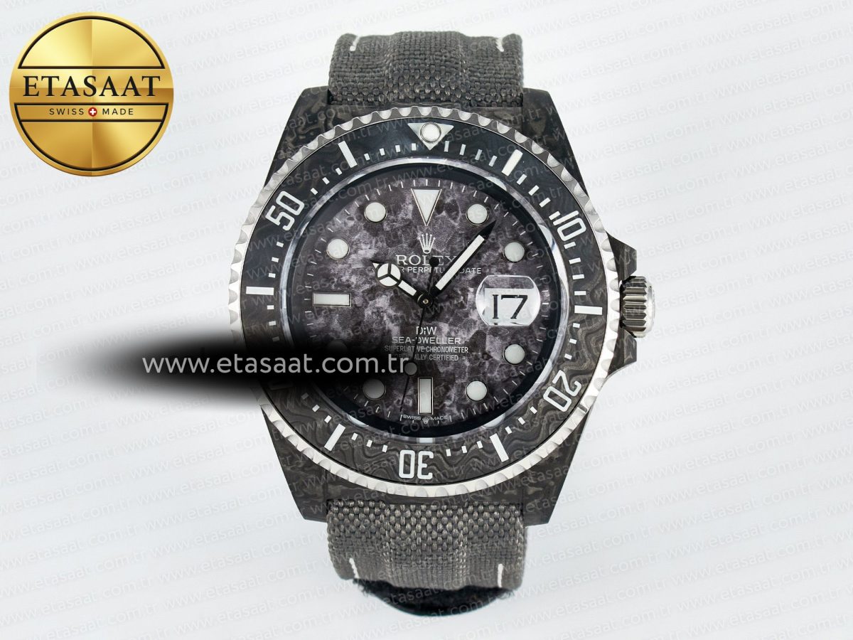 Sea Dweller 43mm Black Carbon DIWF Best Edition Gray Dial on Gray Nylon Strap A2824 V2 - Görsel 3