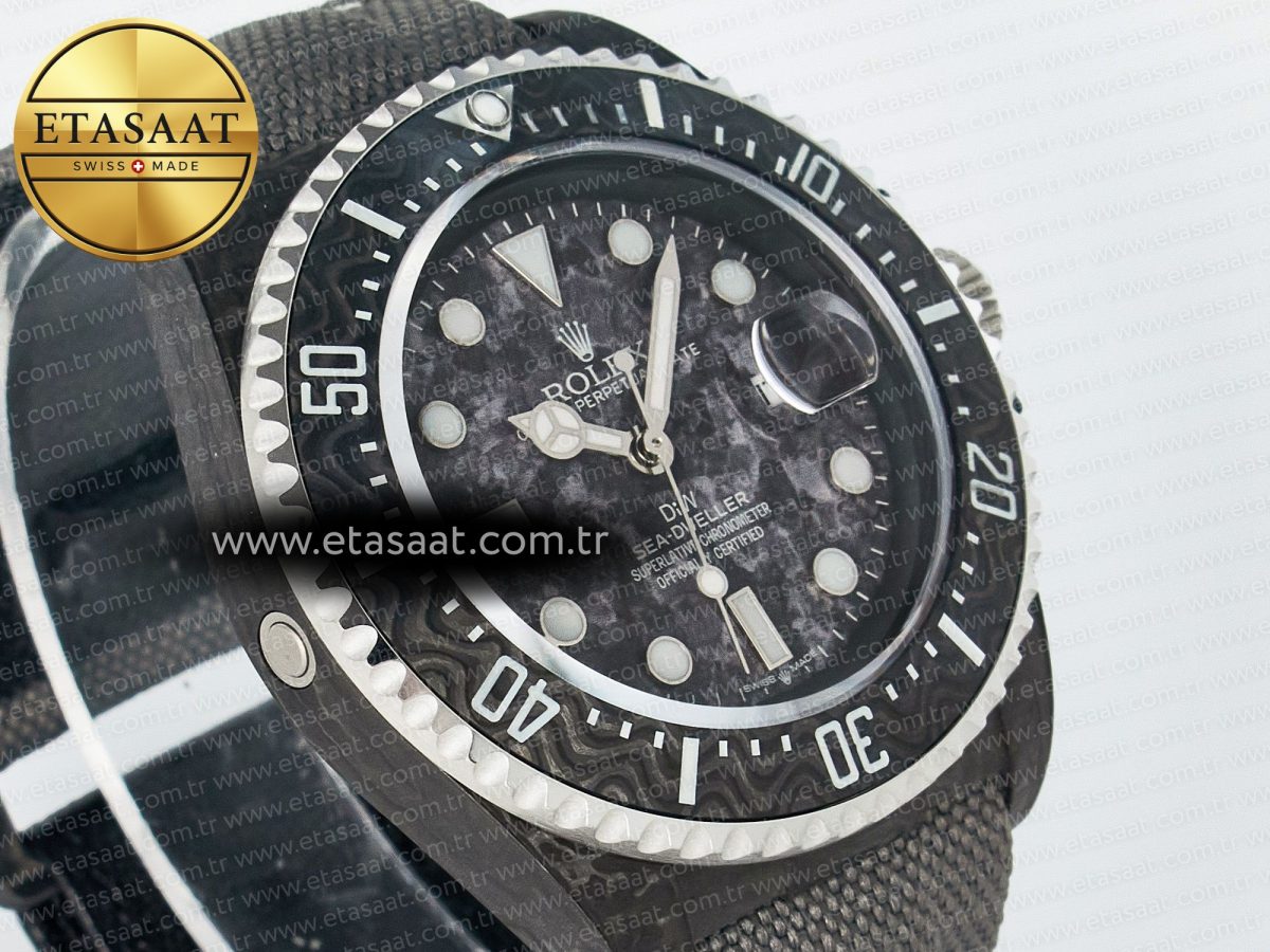 Sea Dweller 43mm Black Carbon DIWF Best Edition Gray Dial on Gray Nylon Strap A2824 V2 - Görsel 5