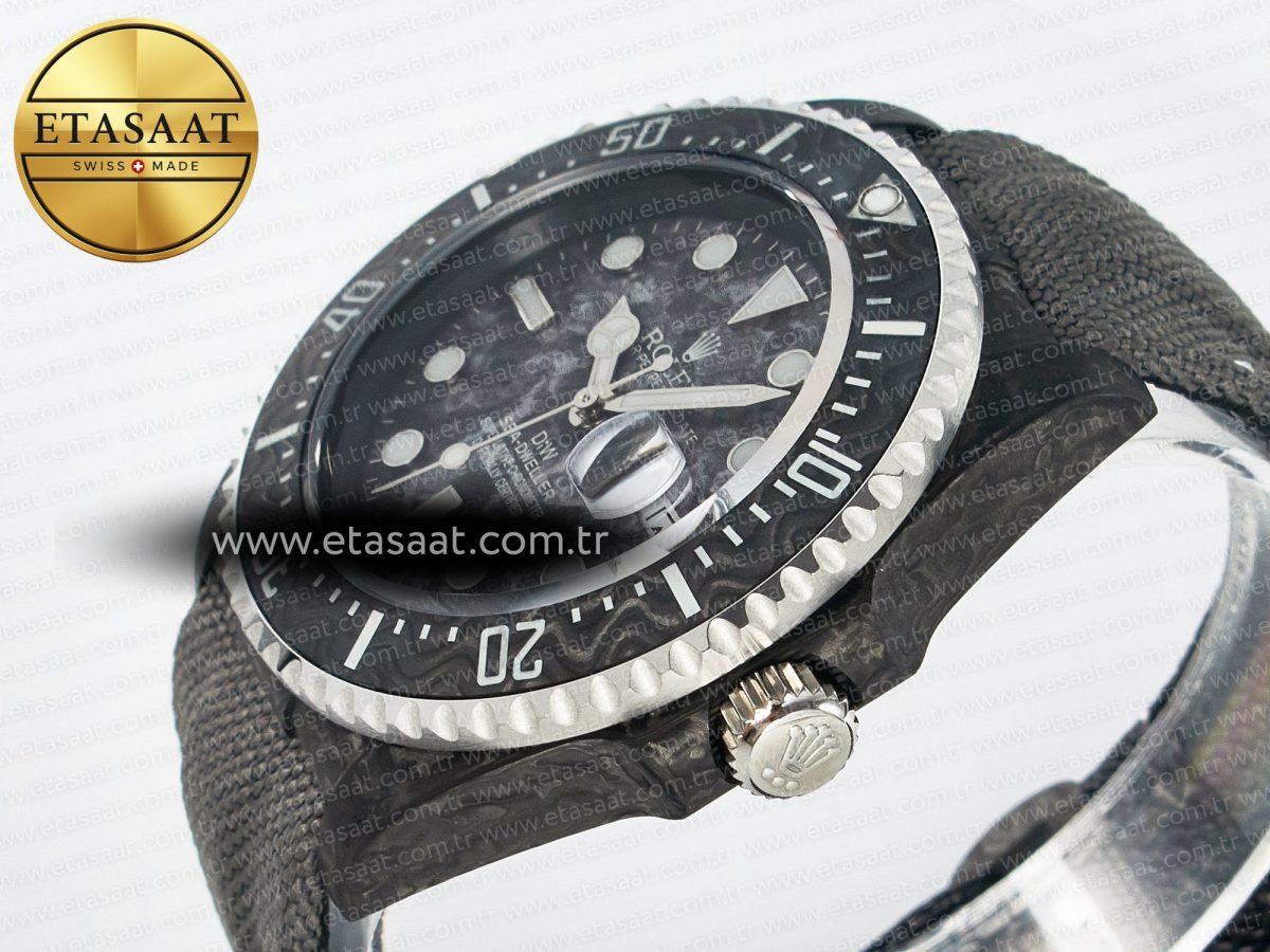 Sea Dweller 43mm Black Carbon DIWF Best Edition Gray Dial on Gray Nylon Strap A2824 V2 - Görsel 6