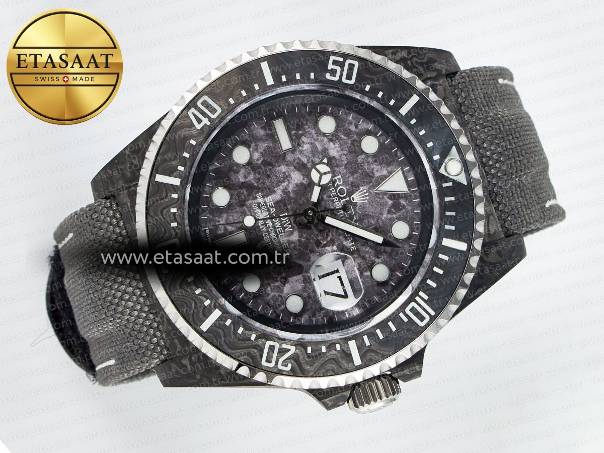 Sea Dweller 43mm Black Carbon DIWF Best Edition Gray Dial on Gray Nylon Strap A2824 V2 - Görsel 8