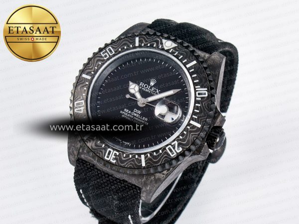 Sea Dweller 43mm Carbon DIWF Best Edition Black Dial on Black Nylon Strap A2824