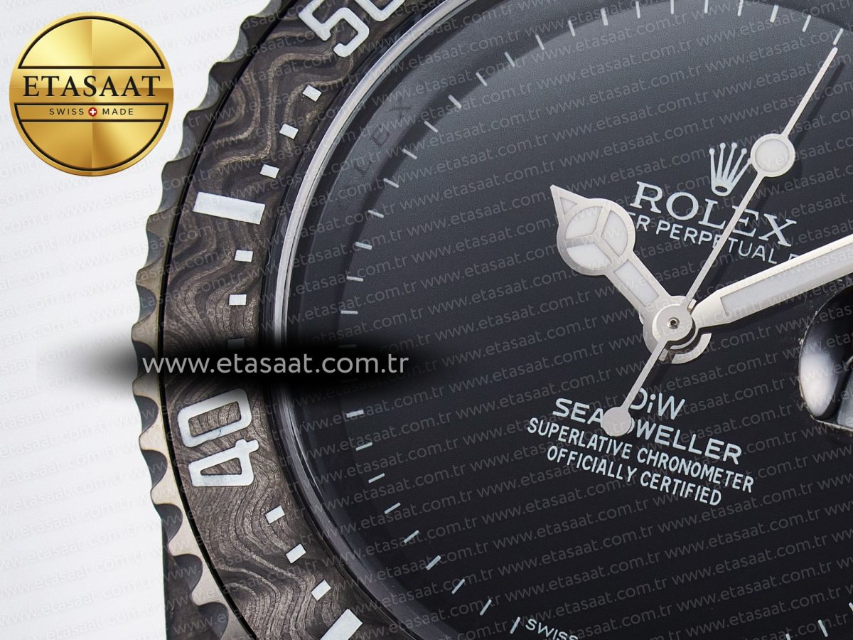 Sea Dweller 43mm Carbon DIWF Best Edition Black Dial on Black Nylon Strap A2824 - Görsel 10