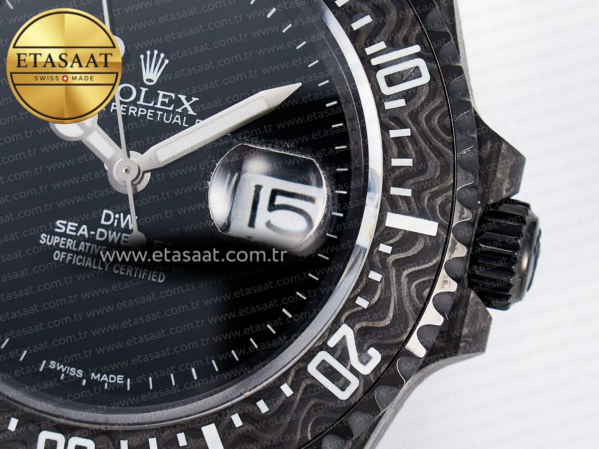 Sea Dweller 43mm Carbon DIWF Best Edition Black Dial on Black Nylon Strap A2824 - Görsel 12