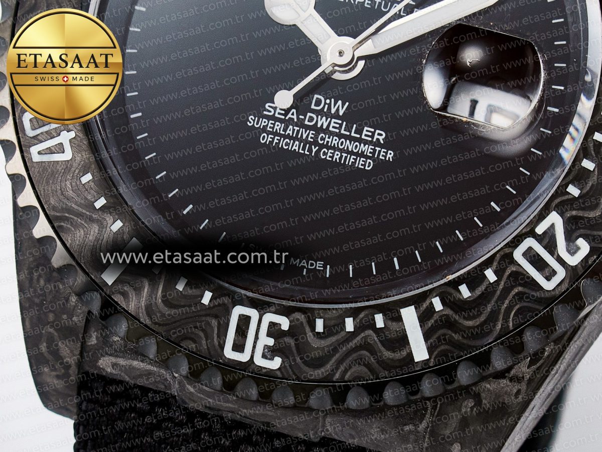 Sea Dweller 43mm Carbon DIWF Best Edition Black Dial on Black Nylon Strap A2824 - Görsel 13
