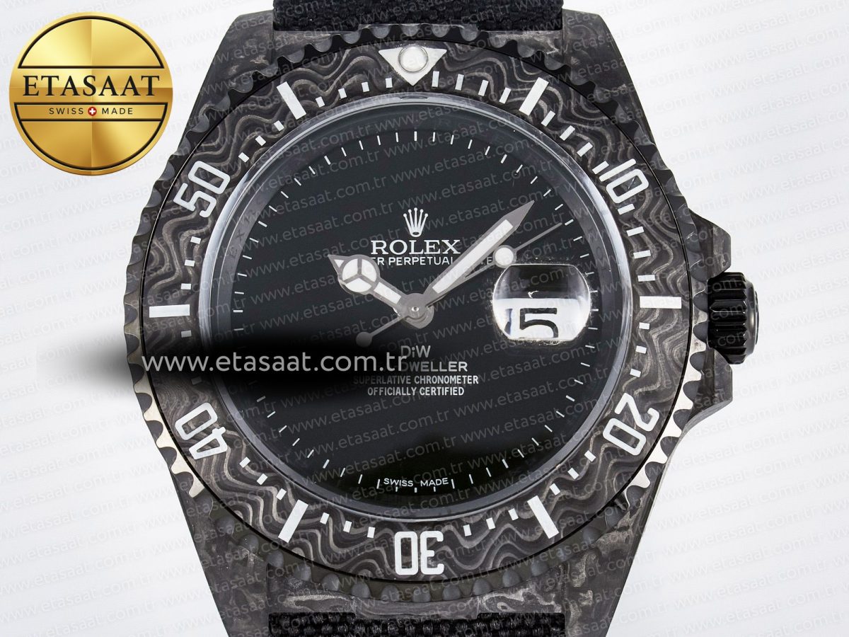 Sea Dweller 43mm Carbon DIWF Best Edition Black Dial on Black Nylon Strap A2824 - Görsel 4