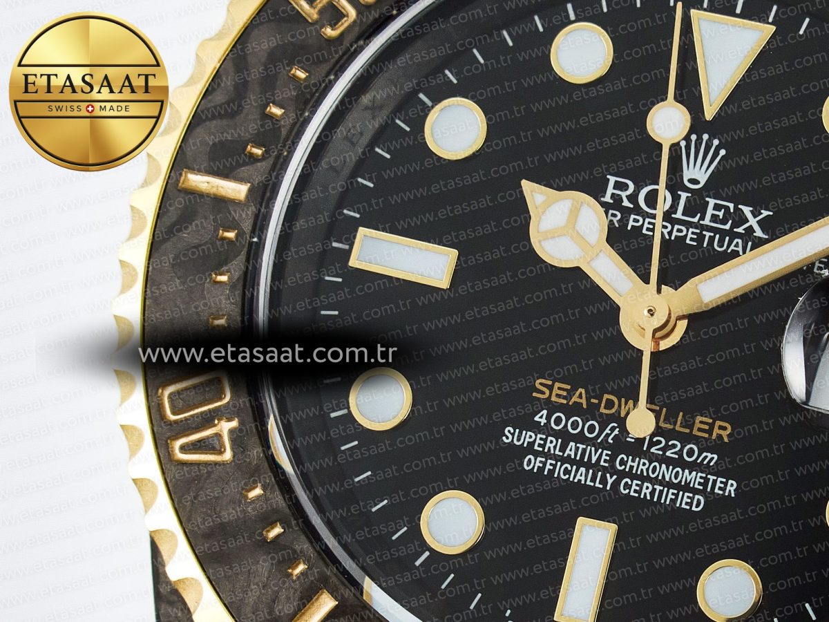 Sea Dweller 43mm Carbon DIWF Best Edition Black Dial YG Bezel on Black Nylon Strap A2824 - Görsel 10