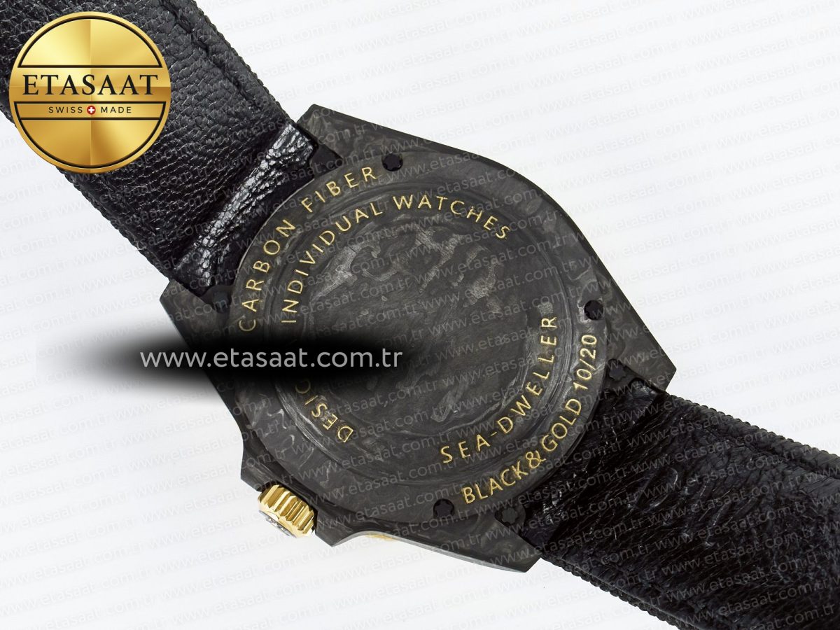 Sea Dweller 43mm Carbon DIWF Best Edition Black Dial YG Bezel on Black Nylon Strap A2824 - Görsel 17