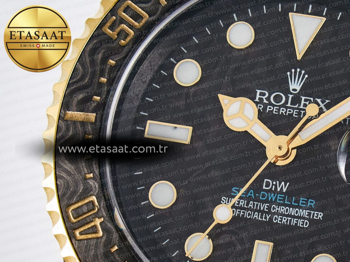 Sea Dweller 43mm Carbon DIWF Best Edition Black Dial YG Bezel on Blue Nylon Strap A2824 - Görsel 10