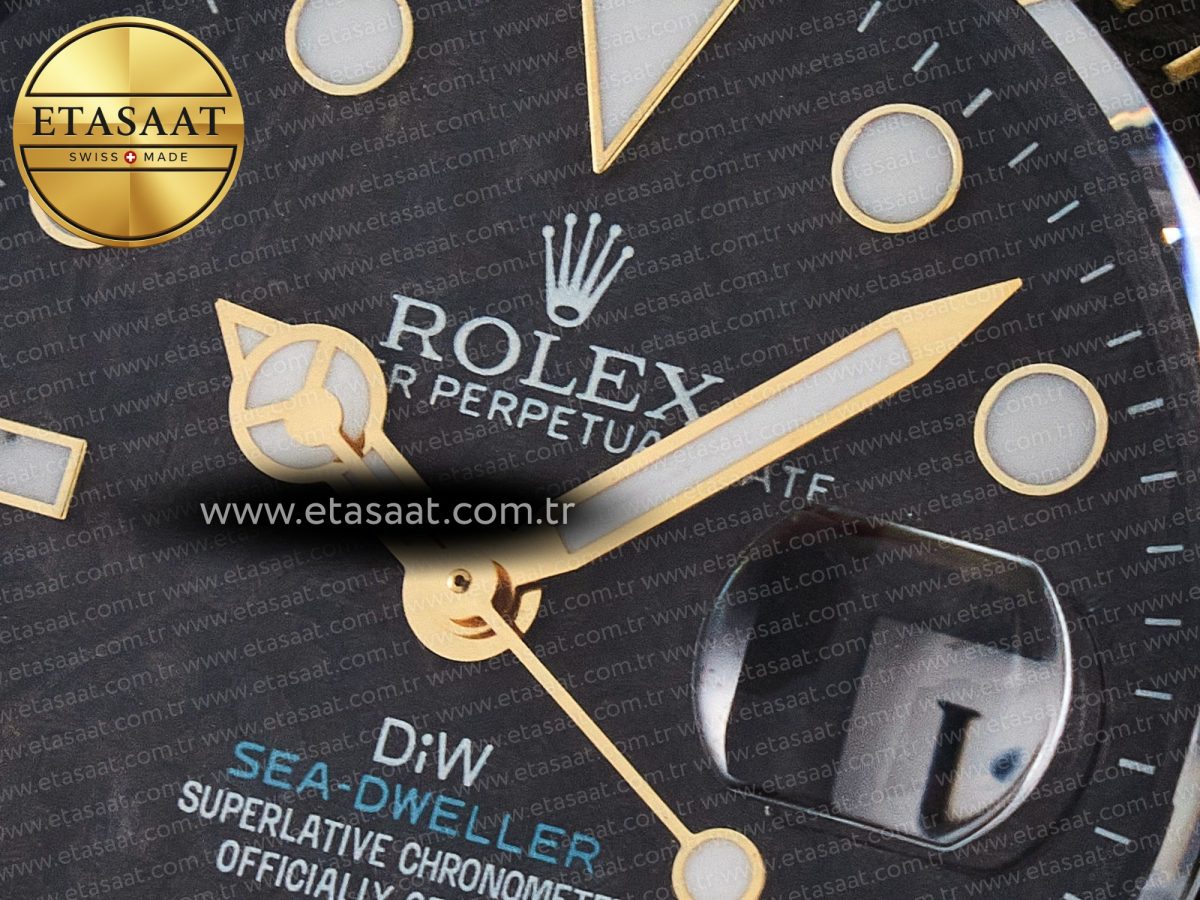 Sea Dweller 43mm Carbon DIWF Best Edition Black Dial YG Bezel on Blue Nylon Strap A2824 - Görsel 11