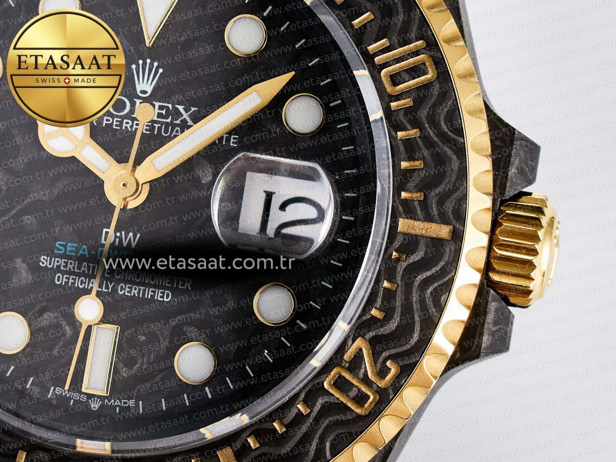 Sea Dweller 43mm Carbon DIWF Best Edition Black Dial YG Bezel on Blue Nylon Strap A2824 - Görsel 13