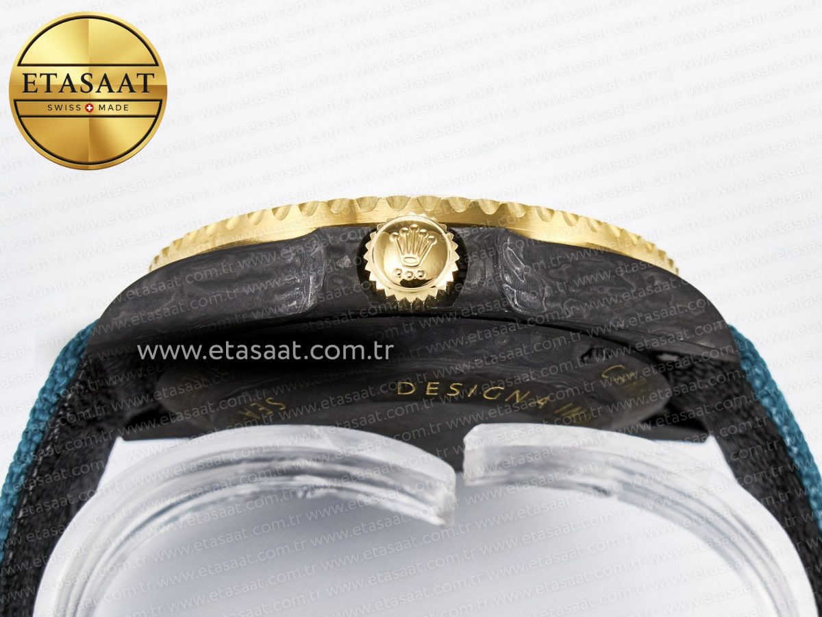 Sea Dweller 43mm Carbon DIWF Best Edition Black Dial YG Bezel on Blue Nylon Strap A2824 - Görsel 15