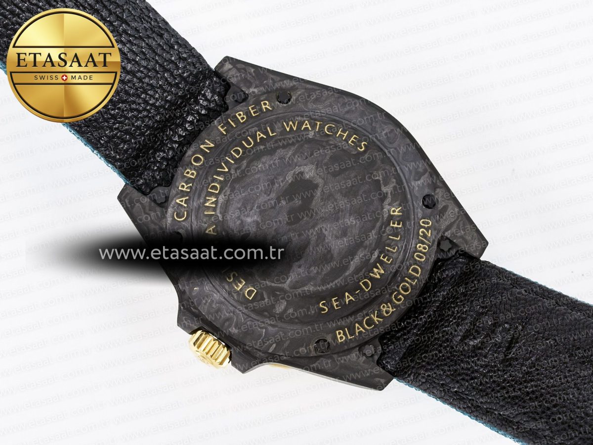 Sea Dweller 43mm Carbon DIWF Best Edition Black Dial YG Bezel on Blue Nylon Strap A2824 - Görsel 17