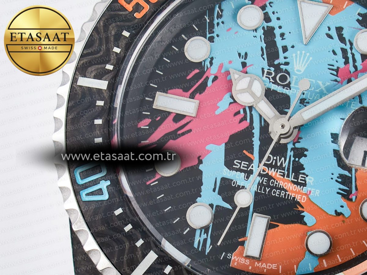 Sea Dweller 43mm Carbon DIWF Best Edition Graffiti Dial on Black Nylon Strap A2824 - Görsel 10
