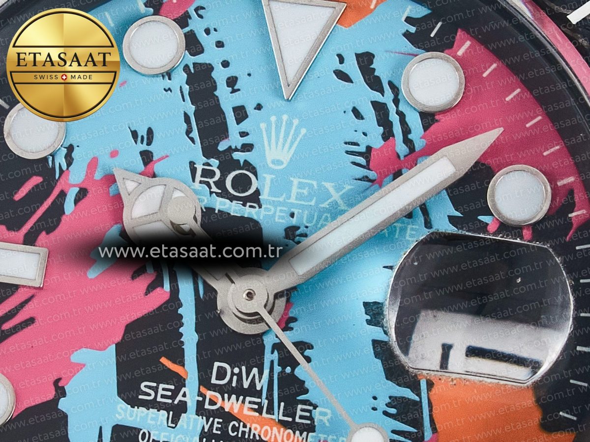 Sea Dweller 43mm Carbon DIWF Best Edition Graffiti Dial on Black Nylon Strap A2824 - Görsel 11