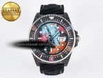 Sea Dweller 43mm Carbon DIWF Best Edition Graffiti Dial on Black Nylon Strap A2824 - Görsel 3
