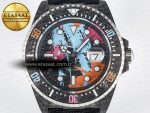 Sea Dweller 43mm Carbon DIWF Best Edition Graffiti Dial on Black Nylon Strap A2824 - Görsel 4