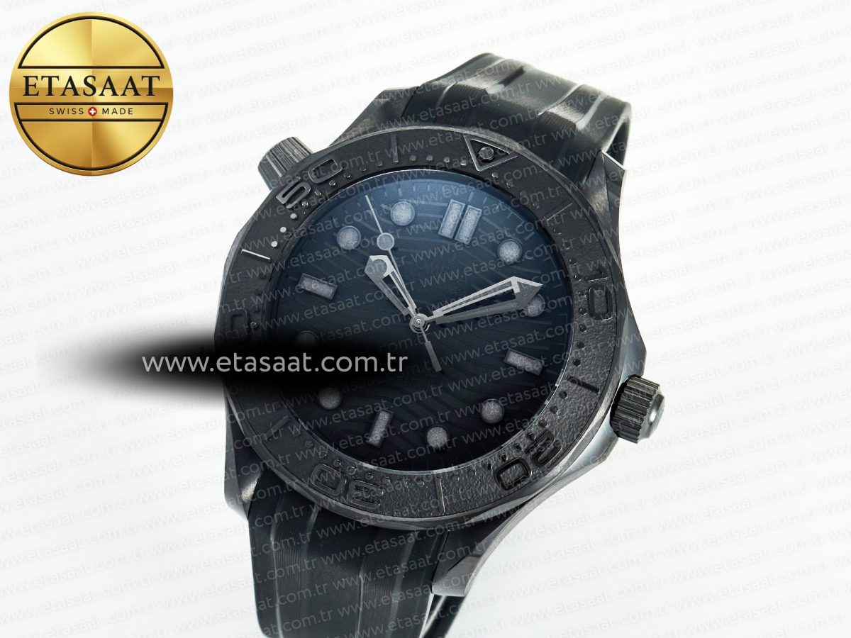 Omega Seamaster Diver 300M Black Ceramic Black Dial On Black Rubber Strap 8806 - Görsel 1