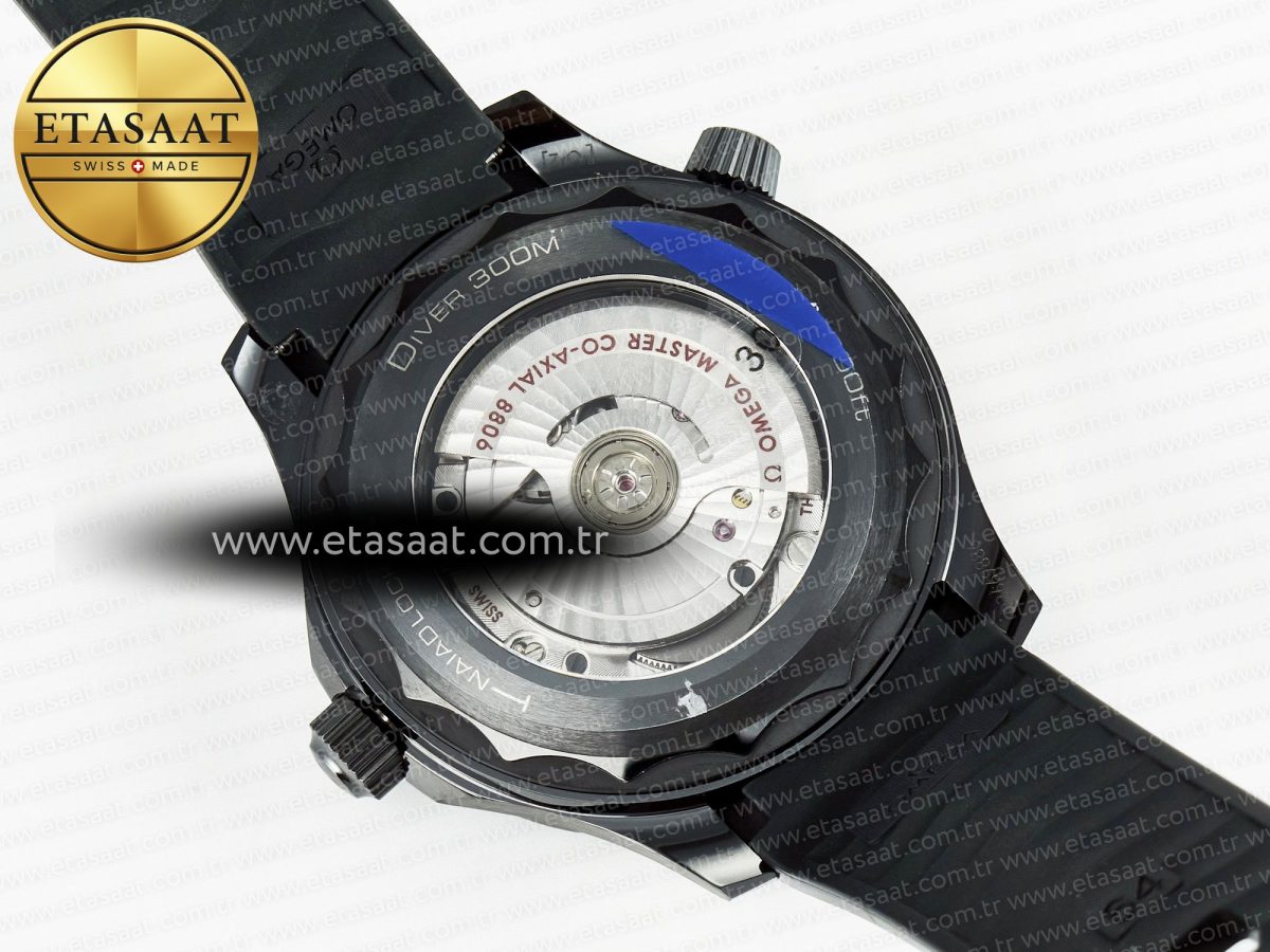 Omega Seamaster Diver 300M Black Ceramic Black Dial On Black Rubber Strap 8806 - Görsel 15