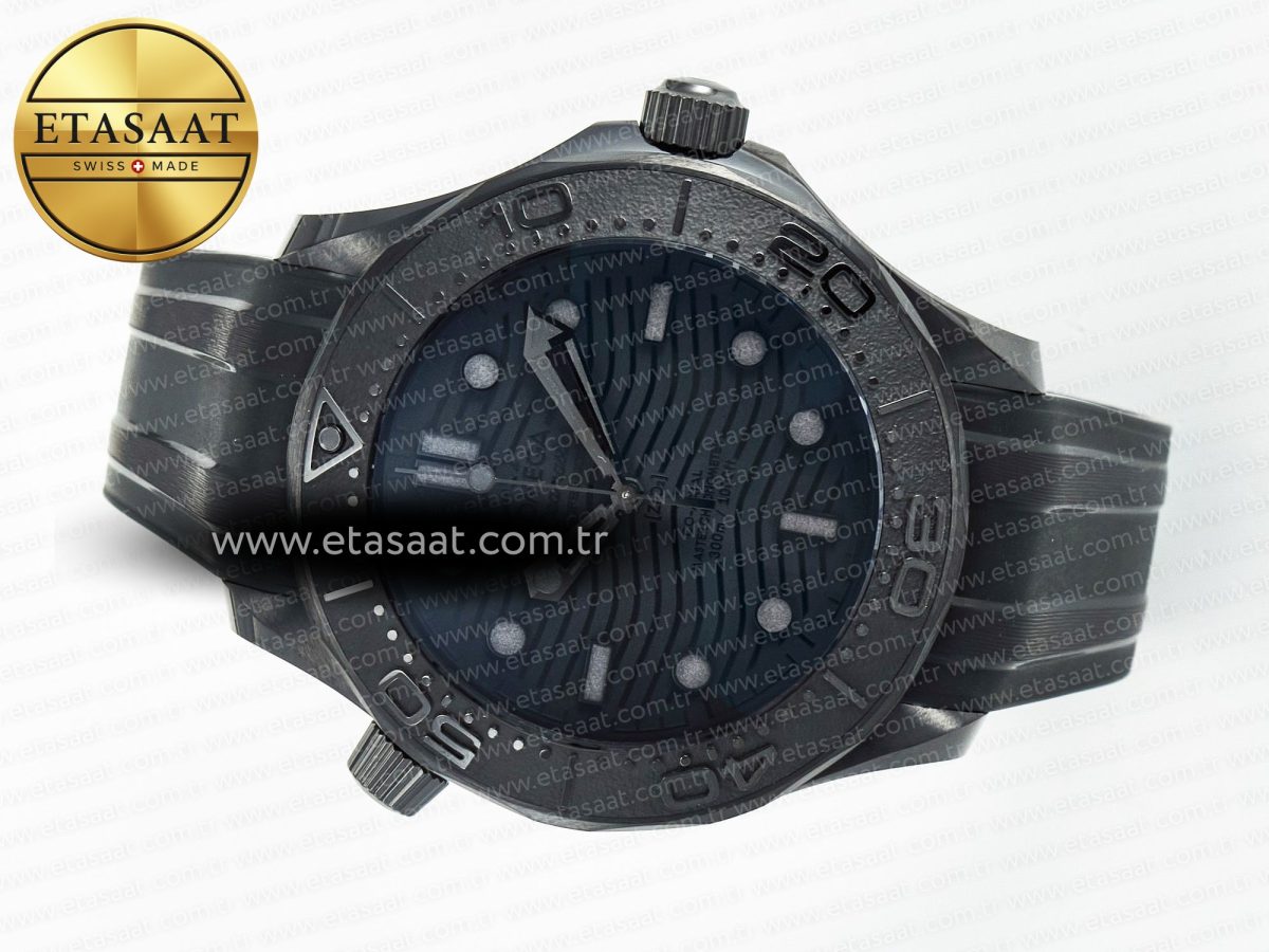Omega Seamaster Diver 300M Black Ceramic Black Dial On Black Rubber Strap 8806 - Görsel 8