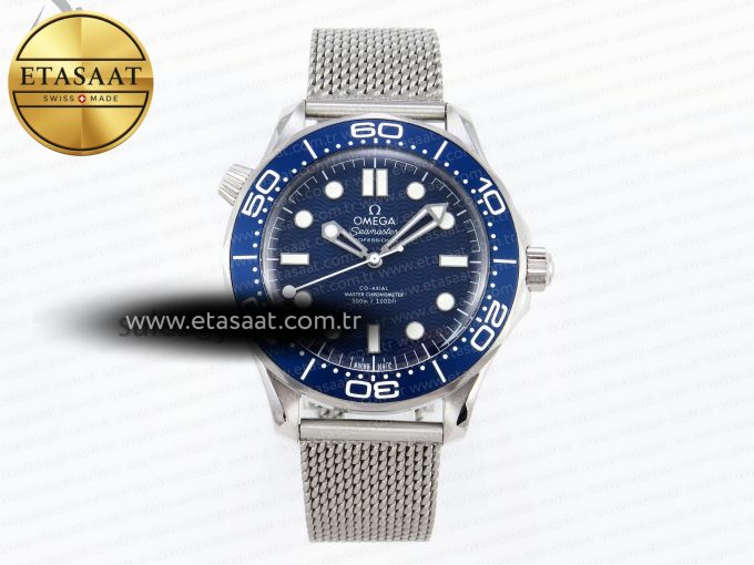 Seamaster Diver 300M JAMES BOND 007 60TH ANNIVERSARY VSF 1:1 BEST EDITION BLUE DIAL ON MESH BRACELET A8806 - Görsel 3