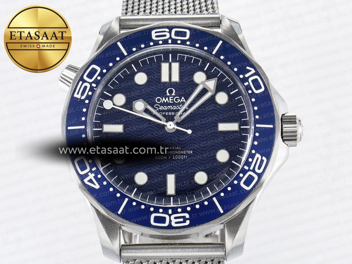 Seamaster Diver 300M James Bond 007 60th Anniversary VSF 1:1 Best Edition Blue Dial on Mesh Bracelet A8806 - Görsel 4