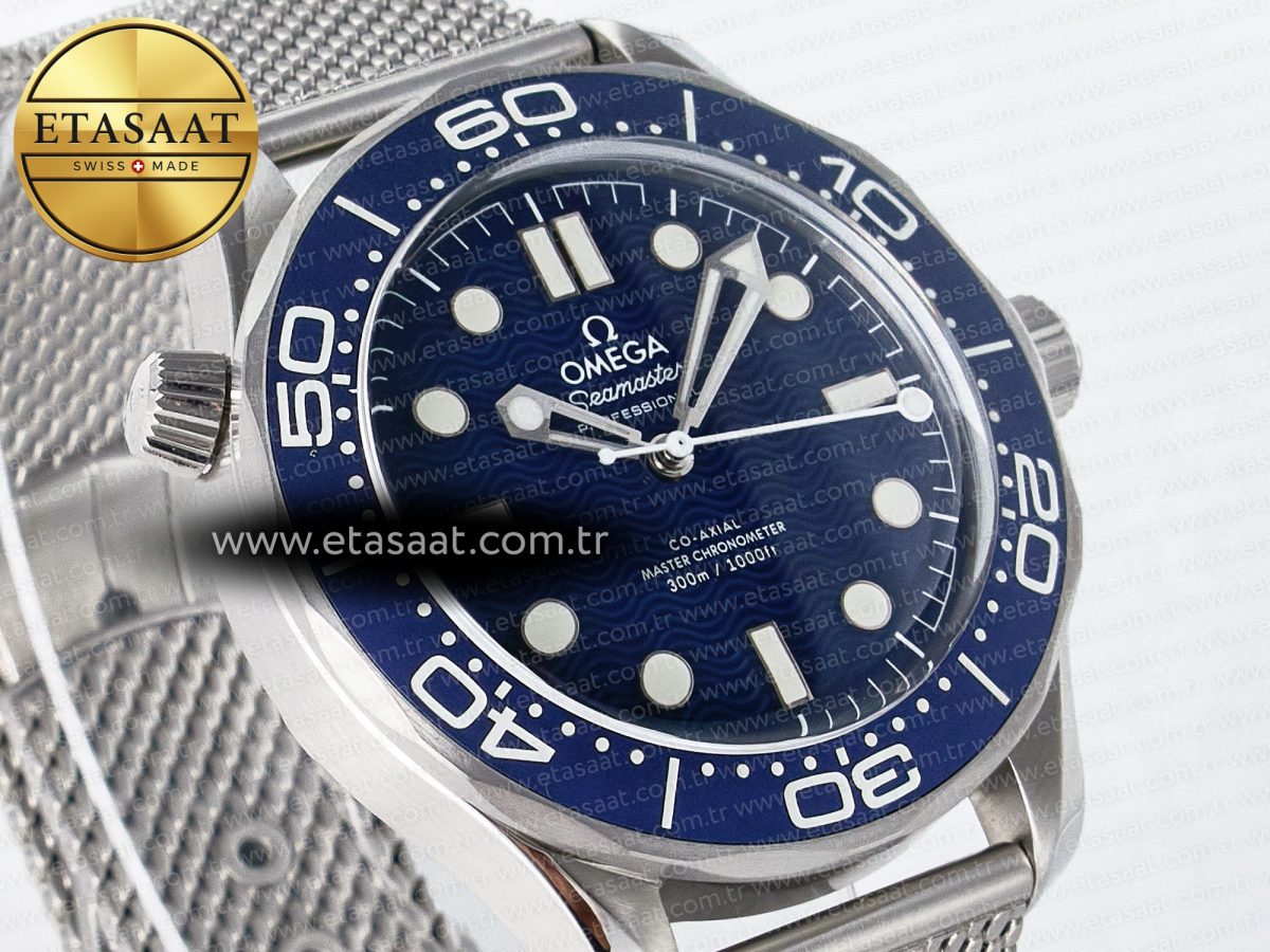 Seamaster Diver 300M James Bond 007 60th Anniversary VSF 1:1 Best Edition Blue Dial on Mesh Bracelet A8806 - Görsel 5