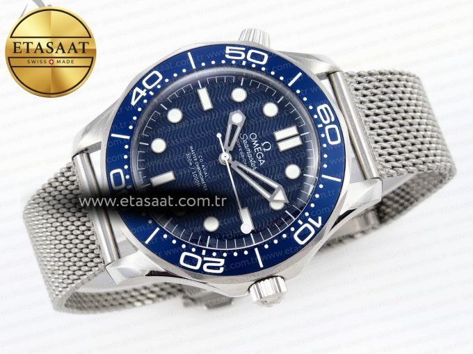 Seamaster Diver 300M JAMES BOND 007 60TH ANNIVERSARY VSF 1:1 BEST EDITION BLUE DIAL ON MESH BRACELET A8806 - Görsel 6