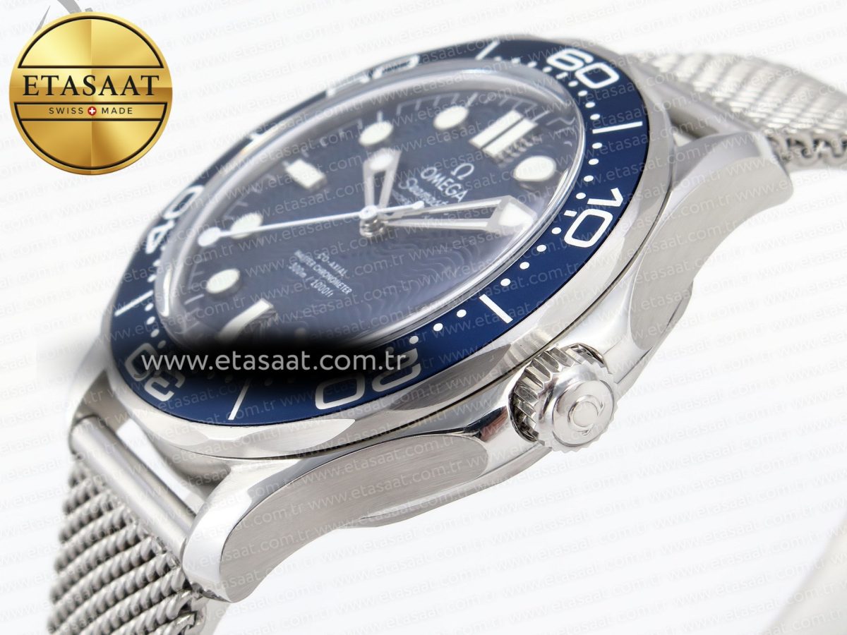 Seamaster Diver 300M JAMES BOND 007 60TH ANNIVERSARY VSF 1:1 BEST EDITION BLUE DIAL ON MESH BRACELET A8806 - Görsel 7