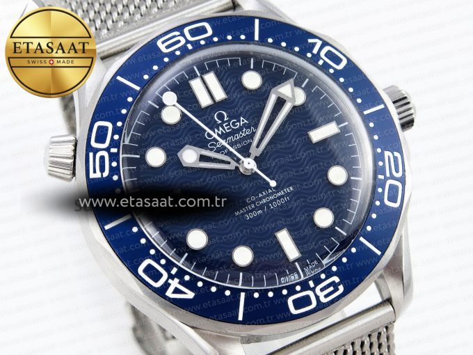 Seamaster Diver 300M JAMES BOND 007 60TH ANNIVERSARY VSF 1:1 BEST EDITION BLUE DIAL ON MESH BRACELET A8806 - Görsel 8