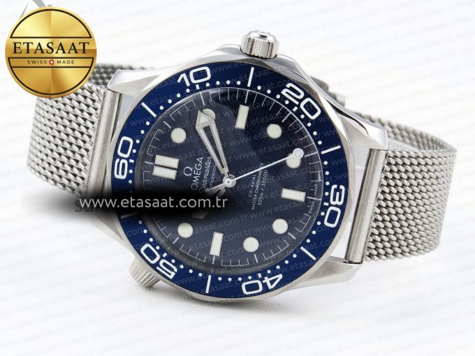 Seamaster Diver 300M JAMES BOND 007 60TH ANNIVERSARY VSF 1:1 BEST EDITION BLUE DIAL ON MESH BRACELET A8806 - Görsel 9