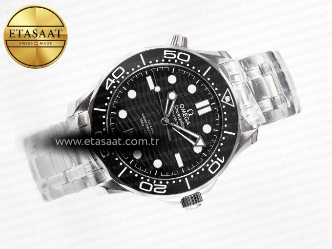 Seamaster Diver 300M VSF 1:1 Best Edition Black Ceramic Black Dial on SS Bracelet A8800 V2 - Görsel 8