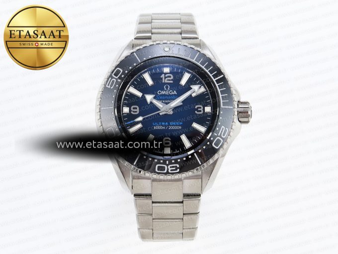 SEAMASTER PLANET OCEAN 6000M ULTRA DEEP 45.5MM SS TF 1:1 BEST EDITION BLUE DIAL BLACK BEZEL ON SS BRACELET A2824 - Görsel 3