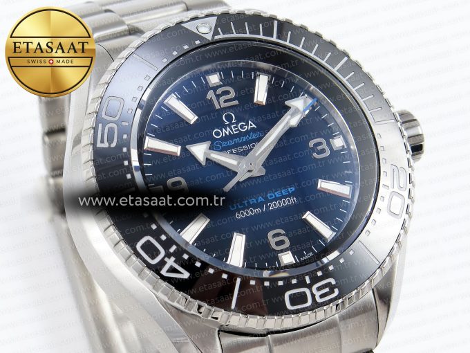 SEAMASTER PLANET OCEAN 6000M ULTRA DEEP 45.5MM SS TF 1:1 BEST EDITION BLUE DIAL BLACK BEZEL ON SS BRACELET A2824 - Görsel 5