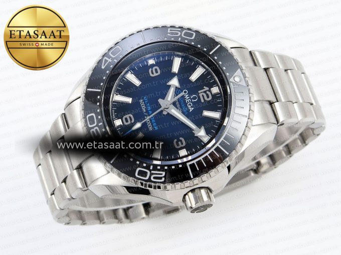 SEAMASTER PLANET OCEAN 6000M ULTRA DEEP 45.5MM SS TF 1:1 BEST EDITION BLUE DIAL BLACK BEZEL ON SS BRACELET A2824 - Görsel 7
