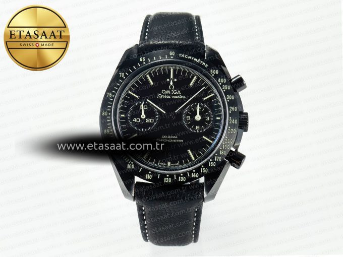 Speedmaster “Dark Side of The Moon” Real Ceramic N1F 1:1 Best Edition on Leather Strap A9900 - Görsel 3