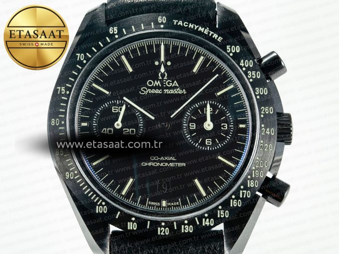 Speedmaster “Dark Side of The Moon” Real Ceramic N1F 1:1 Best Edition on Leather Strap A9900 - Görsel 4