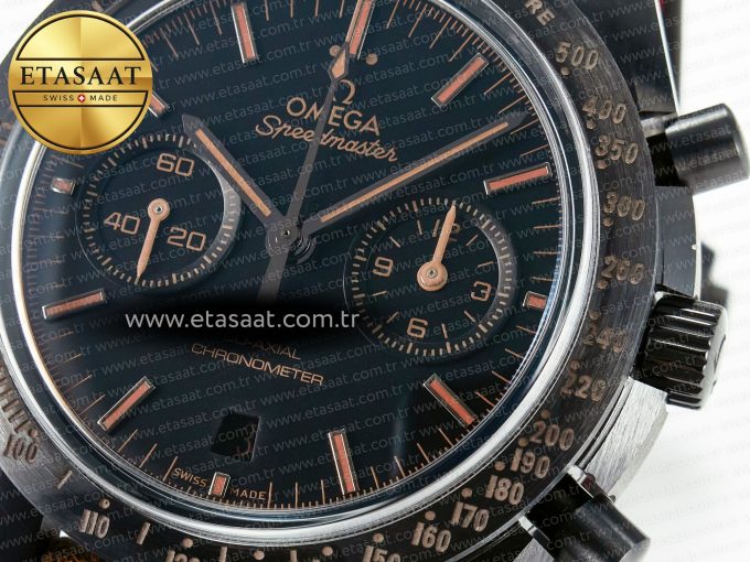 Speedmaster “Dark Side of The Moon” Real Ceramic N1F 1:1 Best Edition Vintage Black on Brown Leather Strap A9300 - Görsel 12